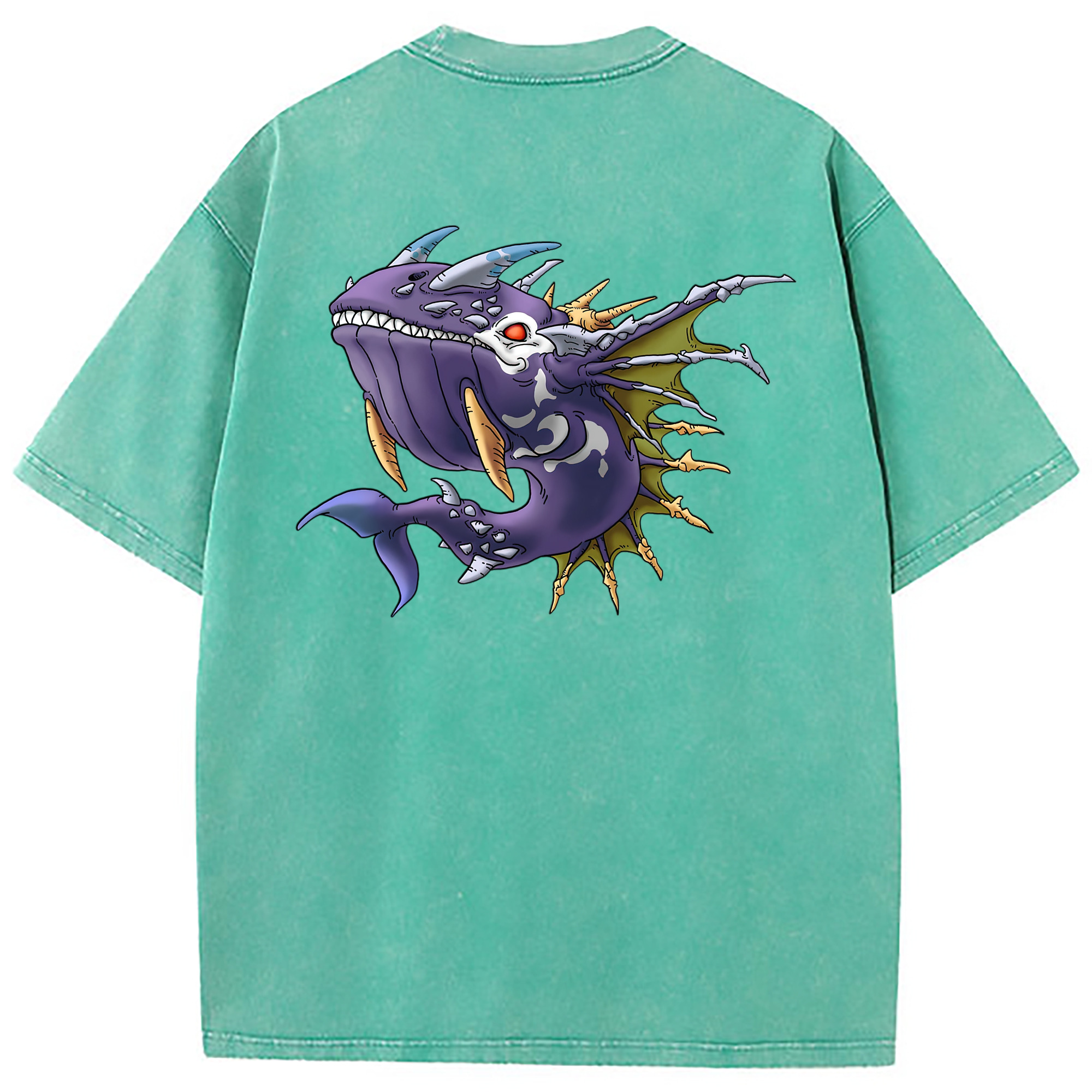 （画像用） ドラゴンクエスト Doragon Kuesuto Dragon Quest 綿100% ヴィンテージ風 半袖Tシャツ（背面プリント）